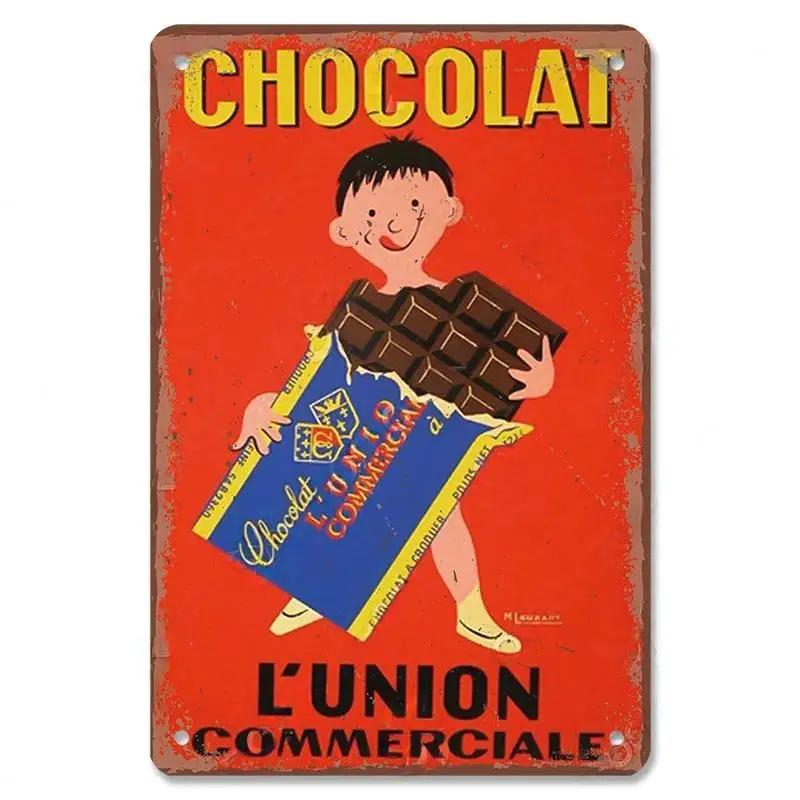 Vintage Candy Chocolate Metal Plates Cream Milk Chocolate Poster Metal Plaque Tin Sign For Kitchen Cafe Dining Room Wall Decor