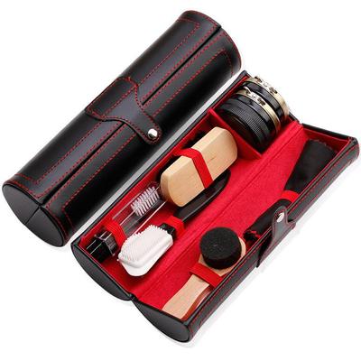 Ensemble de 9 pièces portable pour cirer et polir les chaussures: Comprend des brosses, du cirage noir et des outils d'huilage