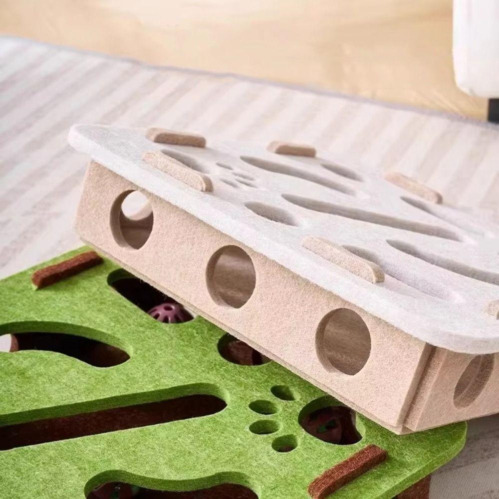 Felt Pet Puzzle Track Toy Funny Kitten Track Ball Toy Durable Cat Teasing Box  Indoor Game