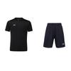 Loose Fit Round Neck Pullover Short Sleeve T-Shirt Training Shorts Casual Sports Set Men Sets Black 21500201-001+21500525-001