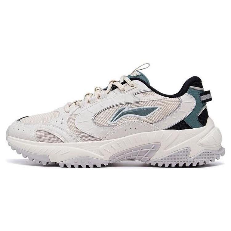 New LiNing Star Wind Anti Slip Wear Resistant Low Top Sports Casual Shoes Men's White Gray Green AGCT149-3
