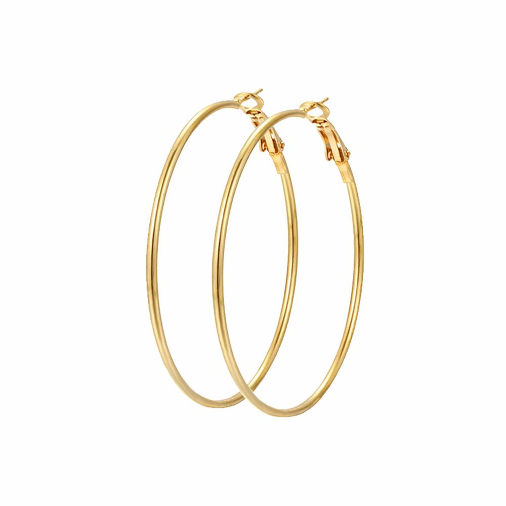 1 Pair Stainless Steel Smooth Big Circle Creole Hoop Earrings For Women Gold Color Party Ear Jewelry Brincos 2024 Hoops Gifts