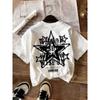2026 Casual and Elegant Star Letter Pattern Printed Comfortable Round Neck Short Sleeved Solid Color Top Children's T-shirt