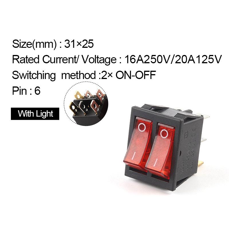 

1 шт. двойной кнопочный переключатель света 31*25 мм 6-контактный 2/3-позиционный переключатель питания лодки ВКЛ-ВЫКЛ/ВКЛ-ВЫКЛ-ВКЛ 16A/250V 20A/125V KCD4 1PCS
