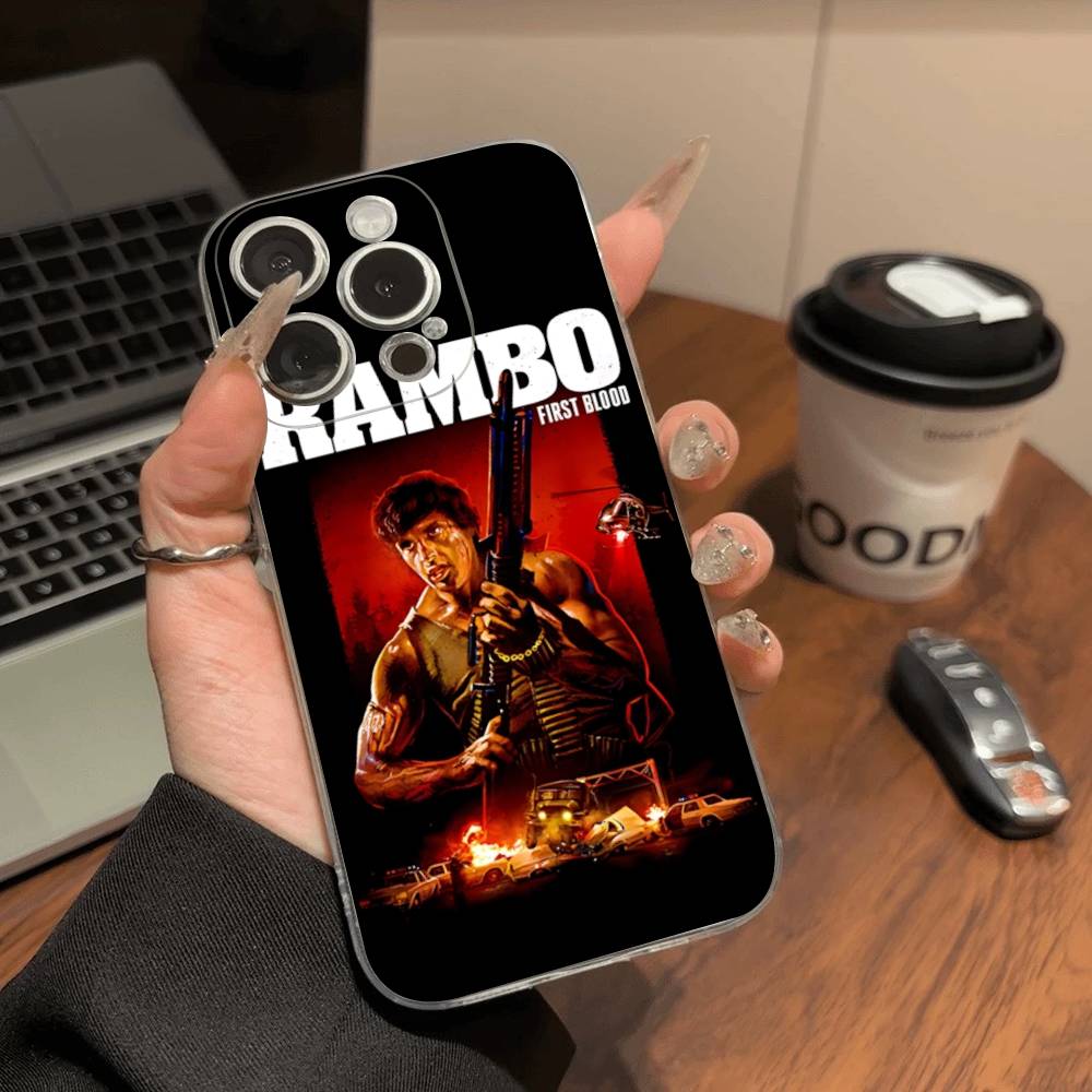 1pc Movie Rambo First Blood Transparent Phone Case For IPhone 16 15 14 13 12 11 Pro Max Plus Soft Cover