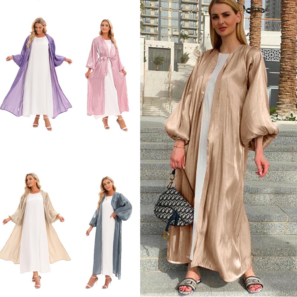 Open Cardigan Maxi Dress Abaya Muslim Women Kaftan Jilbab Arab Robe Party
