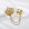 Fashion Inlaid Crown Tassel Men's Suit Brooch Simple All-Match Dress Coat Corsage Accessories