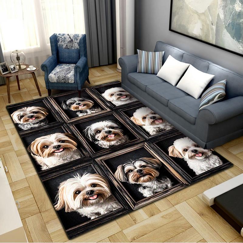 White Dogs Carpet Rug for Living Room Bedroom Home Sofa Decoration,Kids Play Non-slip Floor Mat