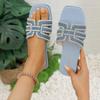 Open-toed sandals women's spring and summer outer wear 2025 new casual flat comfortable rhinestone beach shoes slippers large size