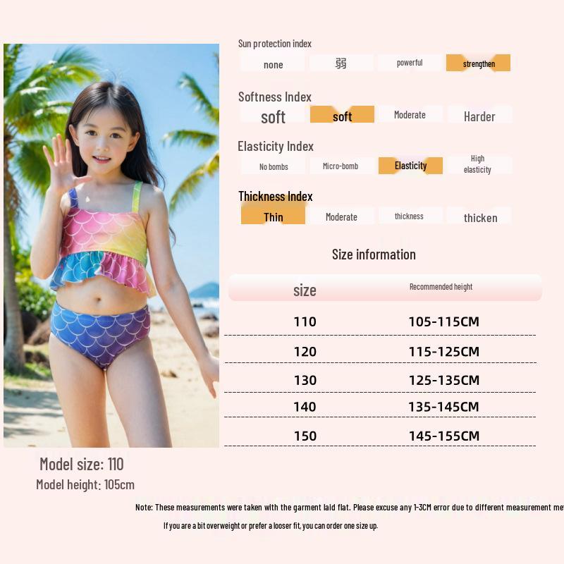 Children's Three-Piece Mermaid Bikini Swimsuit Set - Includes Princess Dress Performance Costume for Kids