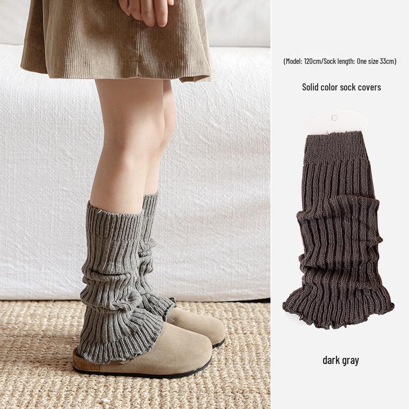 Girls' Ruffle Edge Knitted Leg Warmers - Thickened Scrunch Socks for Autumn & Winter
