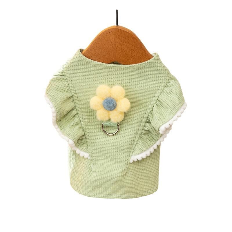 New Cat Clothes Autumn Small Flower Three-dimensional Flying Sleeve Two-legged Clothes Into Kittens To Prevent Hair Loss Autumn Warm Pet Clothing