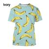 3D Printed Fruit Banana Men's T-shirt Fun Women Casual Comfortable Plus Size Round Neck Short Sleeved T-shirt