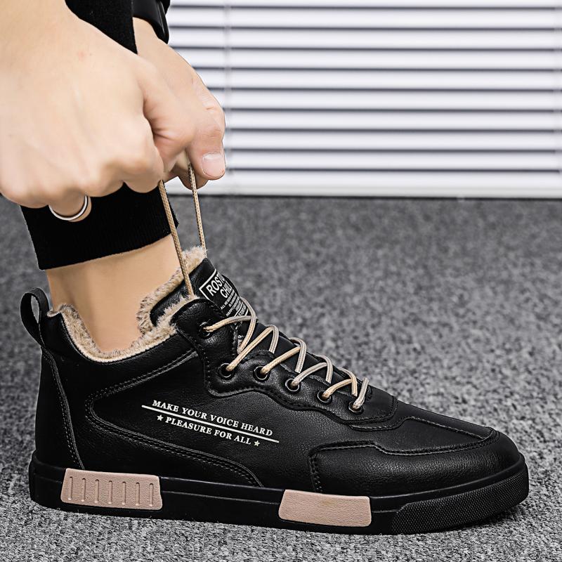 Warm Winter Boots Men Work Winter Cotton Shoes For Men Lace Up Fashion Plush Comfort Men's Boots Casual Winter Shoes Male