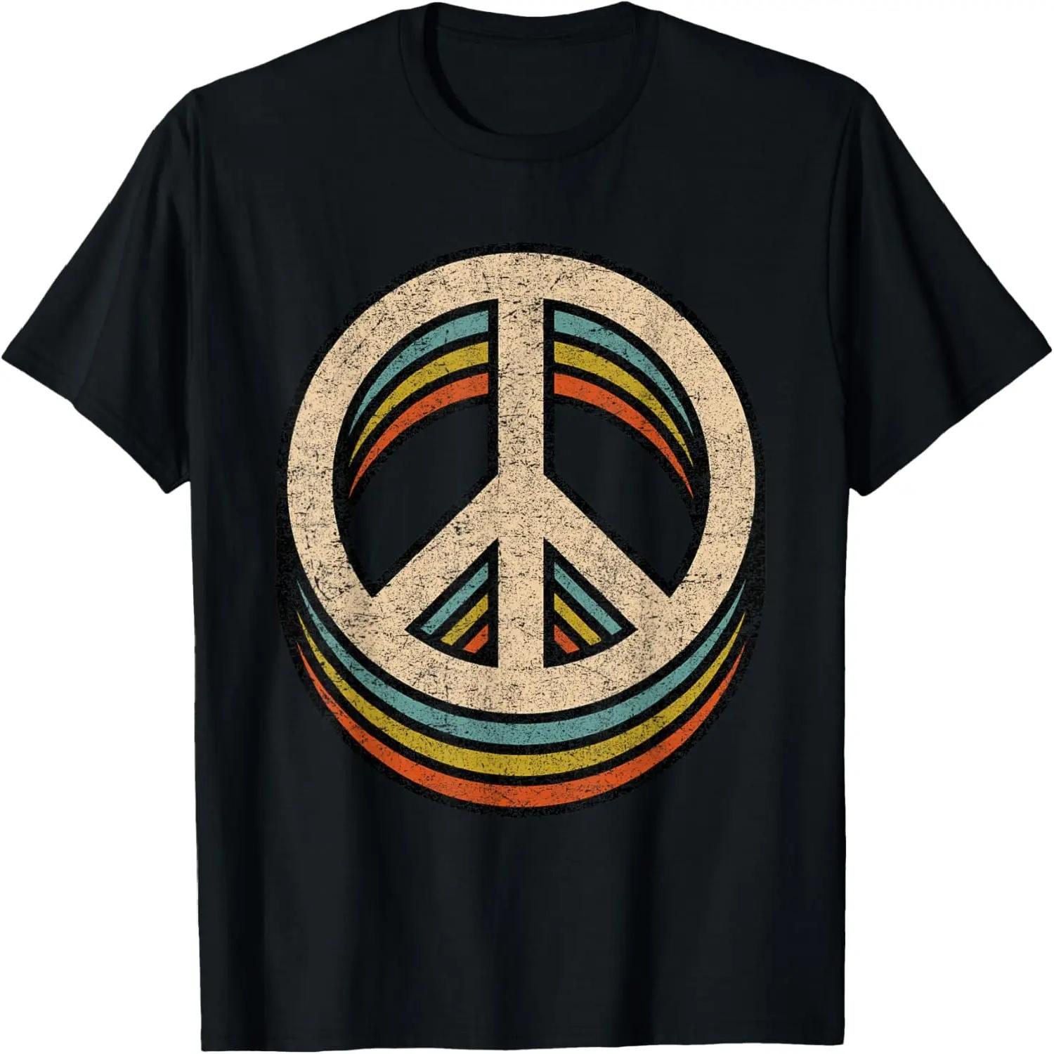 

Peace Sign Cool Vintage 60s 70s 80s Women Men Casual Graphic T-Shirt S чёрный