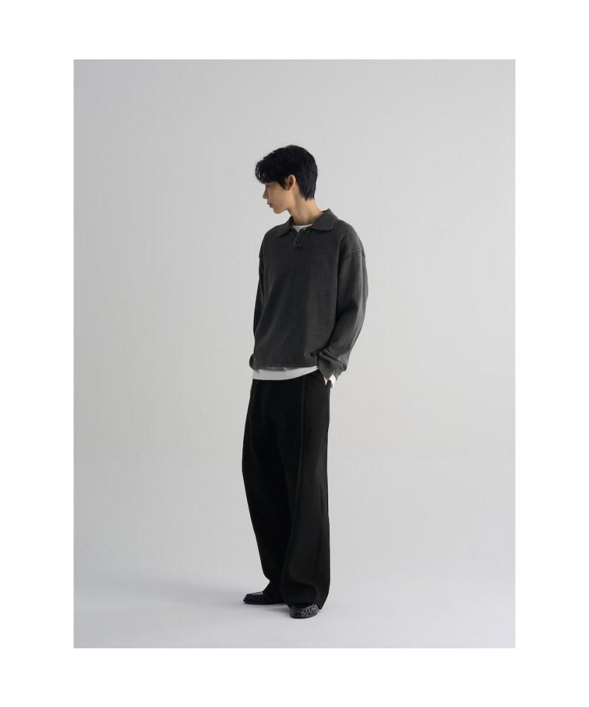 8SECONDS Garment Dyed Collared Neck Knit Ash