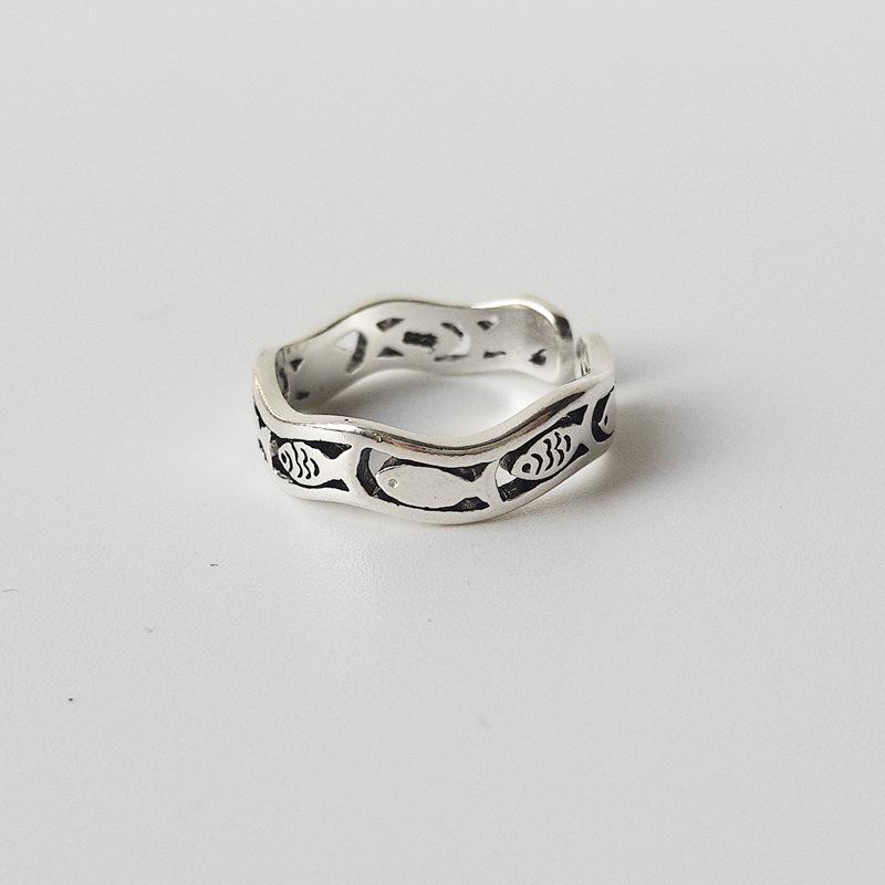 Vintage copper Color Fish Couple Rings for Women Lover Fashion Creative Adjustable Opening Finger Ring Zircon Valentines Day