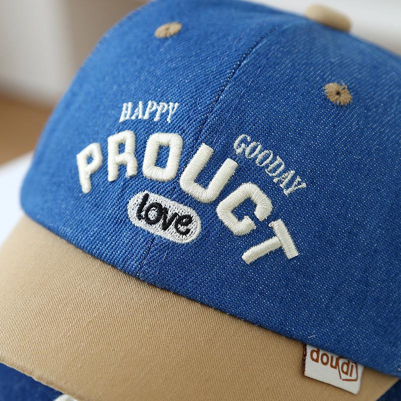 Kids' Trendy Korean Style Embroidered Denim Baseball Cap - Unisex Spring Sun Protection