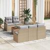 Garden Sofa Set with Cushions 6 Pcs Beige Poly Rattan