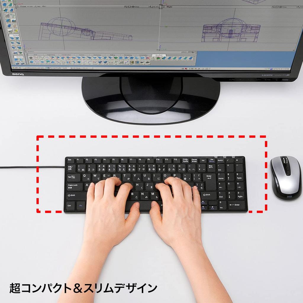 Sanwa Supply USB Slim Keyboard with Pantograph and Numeric Keypad, Black, SKB-SL17BKN