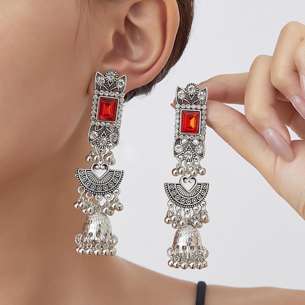 Vintage Bohemian Light Titanium Alloy Earrings , Ethnic Style Ear Cuff Stud Set for Women