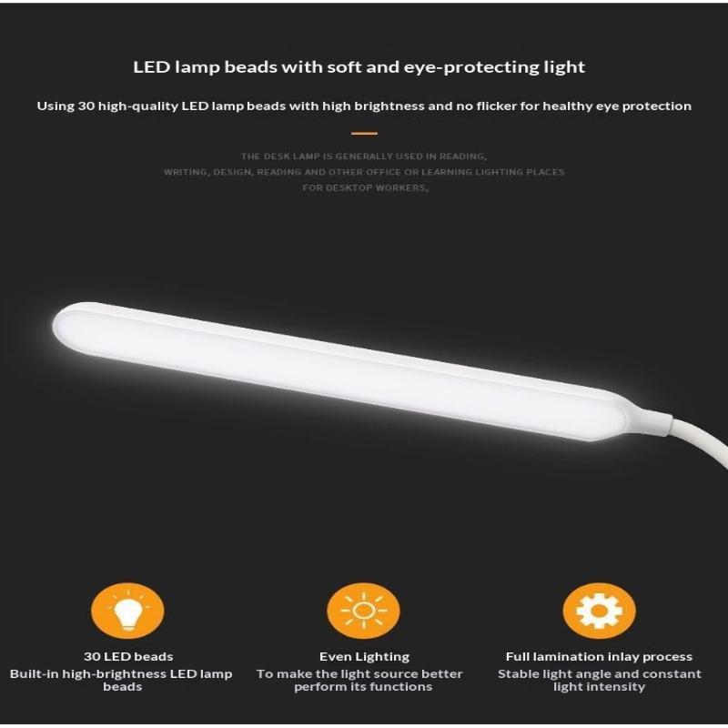 Rechargeable Led Eye Care Desk Lamp With 3 Color Modes Dimmable Phone Stand For Home Office Reading Working