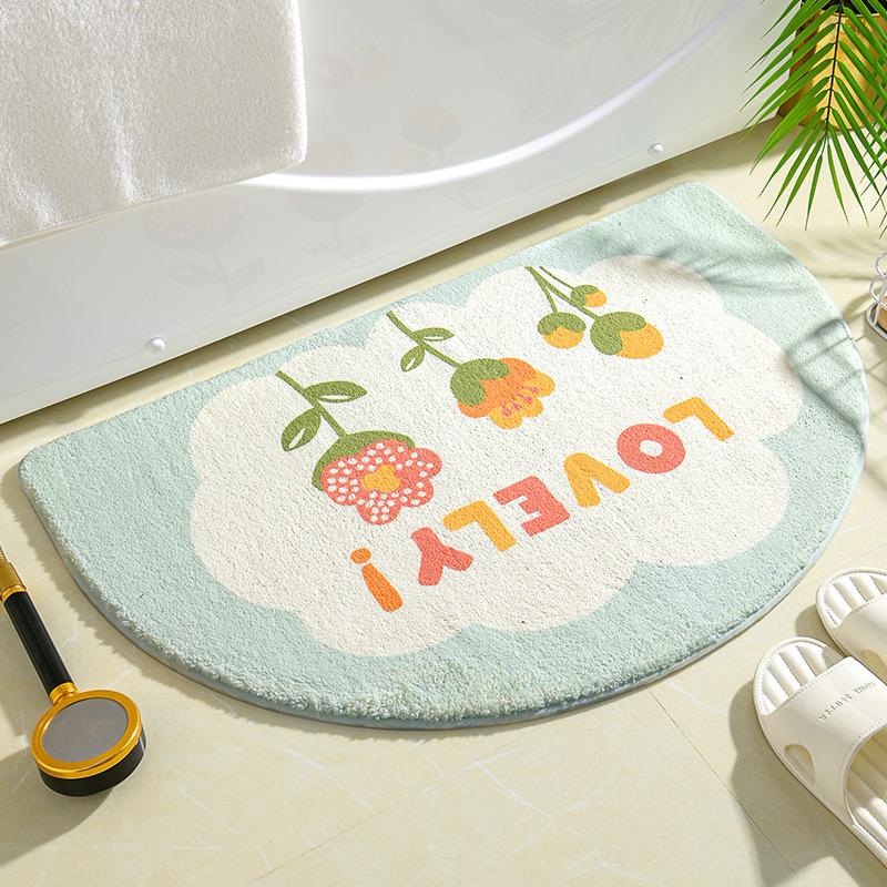Ins Simple Bath Mats Small Fresh Flowers Floor Rug Home Entrance Carpet Bedroom Toilet Bathroom Door Absorbent Non-Slip Foot Pad
