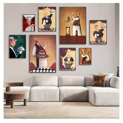 On Canvas Vintage Style Poster Restaurant Kitchen Wall Art Decorative Pictures Nordic Home Decor Funny Chef Print Oil Painting