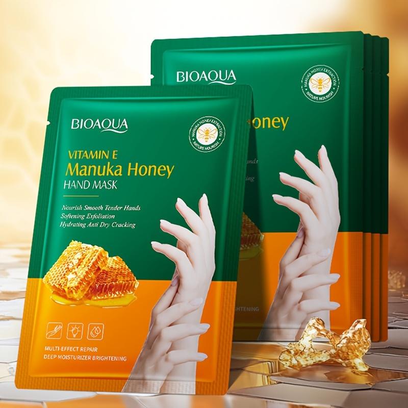 Maschera per Mani al Mango e Miele con Vitamina E - 5 Paia - Idratazione Profonda, Illuminante, Ammorbidente per Mani Secche, Cura delle Mani Autunno Inverno