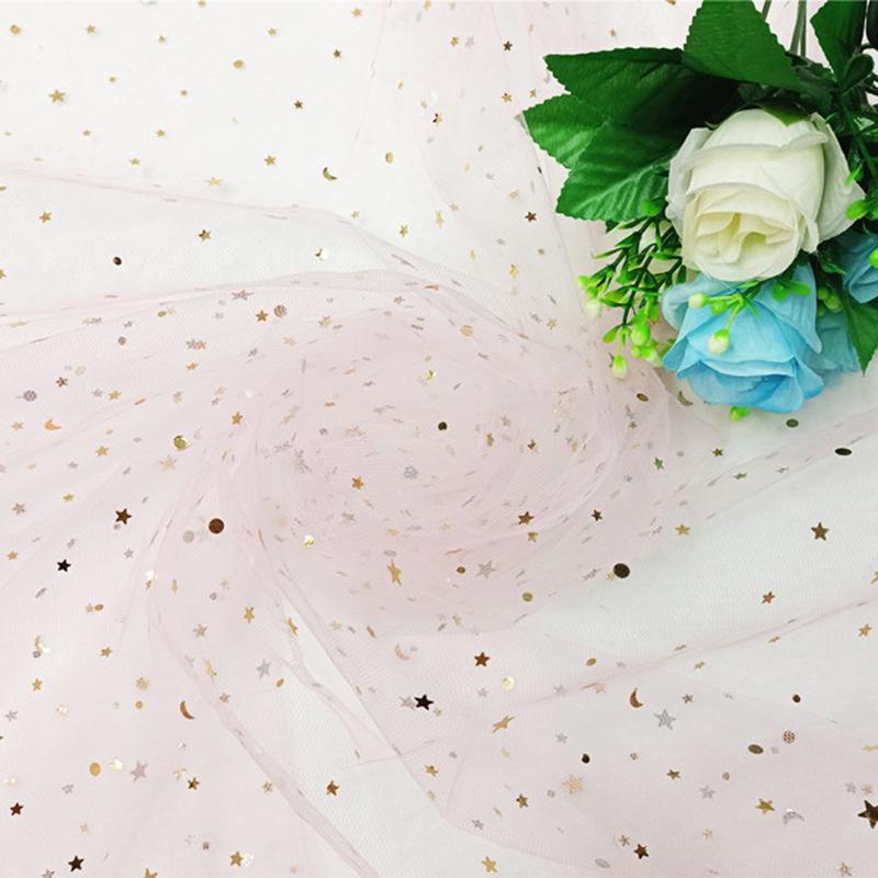 Țesătură Tulle Pre-Tăiată cu Lună Stelată pentru Buchete, Fuste de Masă și Rochii de Păpuși