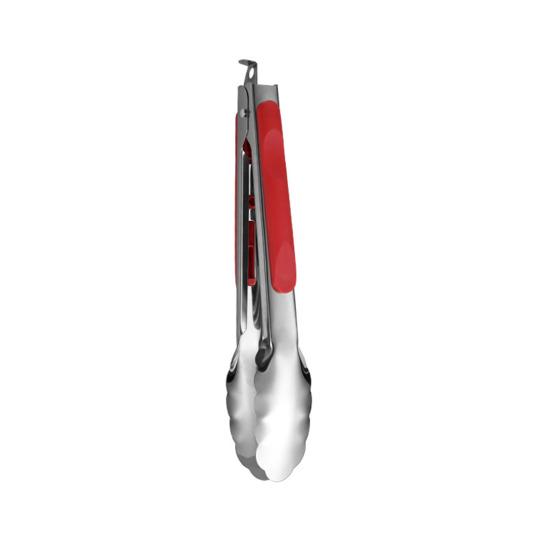 

Serving Tongs Anti-Slip Silicone Grip Red Handle Heat Resistant Stainless Steel Food Clip Kitchen BBQ Buffet Cooking Oil Draining Tongs S