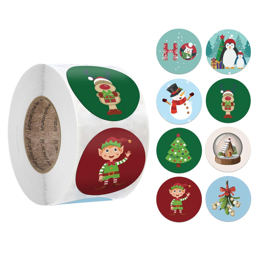 500pcs/roll 1.5inch Santa Claus Merry Christmas Stickers Gift Sealing Label Holiday Decor Baking Envelope Cute Stationery