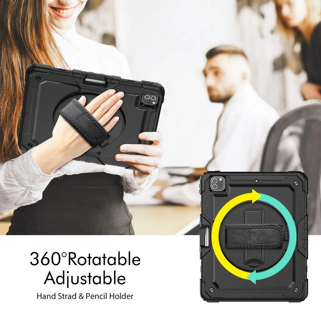 360 Rotation Kids Stand Tablet Case for IPad Pro Air 13 11 12.9 10.2 9.7 10 9 8 7 6 5 Th Mini 6 5 4 Cover +Shoulder Strap Funda