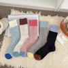Spring Autumn Socks Double Needle Middle Tube Socks Thickened Warm Retro Women's Stacked Sports Socks Dot Yarn Korean INS Style