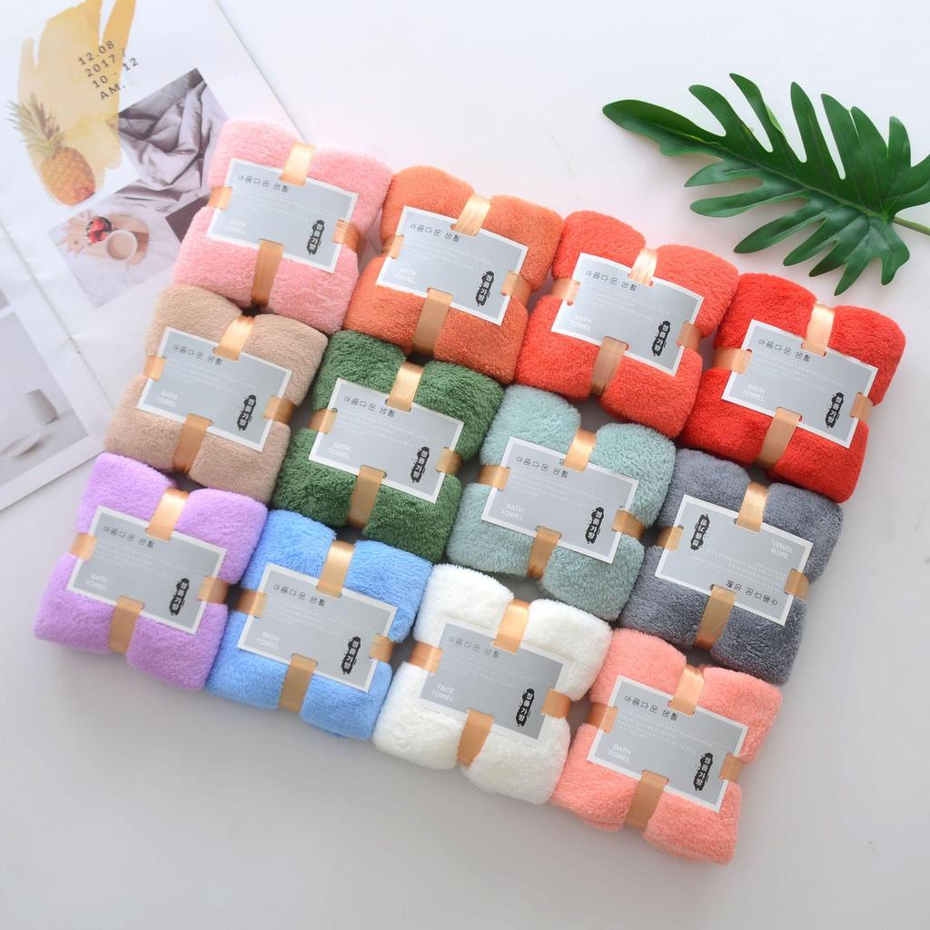 Coral Fleece Ribbon Square Towel - Wedding Souvenir Gift