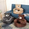 Warm Pet Nest Teddy Bear Dog Bed Cozy Fluffy Plush Cat Sofa Bed Non-Slip Detachable Warm Cuddle Bed for Cats Dogs
