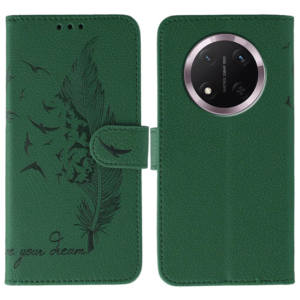 Phone Case For Honor Magic7 Lite 5G/X60 Pro 5G/X9c 5G Feather Imprint PU Leather Wallet Cover
