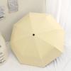 Solid Color Sunscreen Umbrella Wooden Handle Folding Sun Umbrella Rain Umbrella  Outdoor