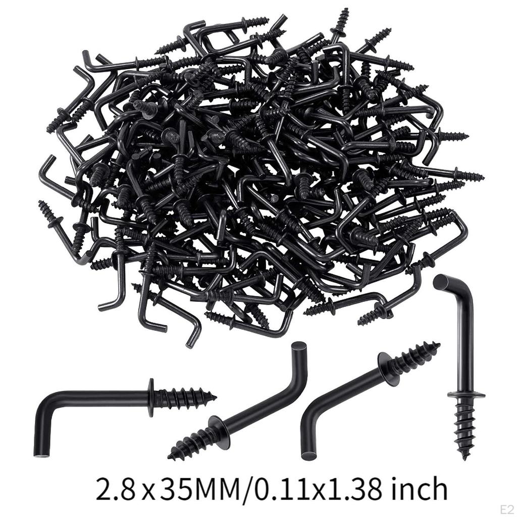 100 Count Black Carbon Steel L Hooks for Organizing