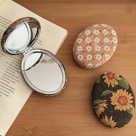 Vintage Floraler Kosmetikspiegel Tragbarer Reise-Doppelseitiger Schminkspiegel Für Damen Mädchen Hohe Klarheit Tasche Handheld Kosmetikspiegel