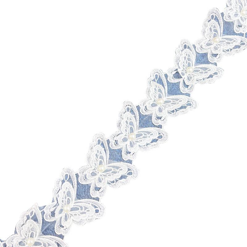 Eugen Yarn Embroidery Butterfly Lace Three-Dimensional Flower Beads Barcode Wedding Dress Accessories Diy Accessories