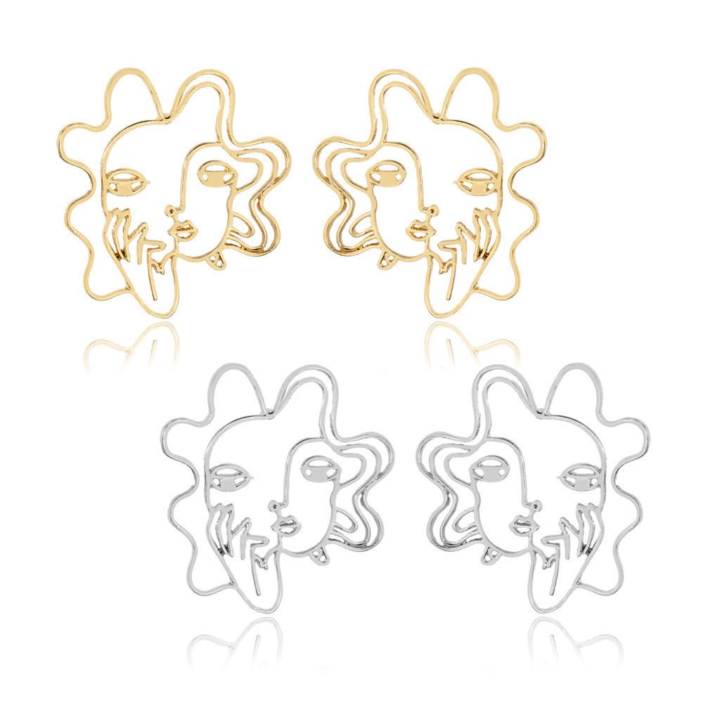 Alloy Face Trendy Earrings Fashionable Geometric Design Street Style Jewelry