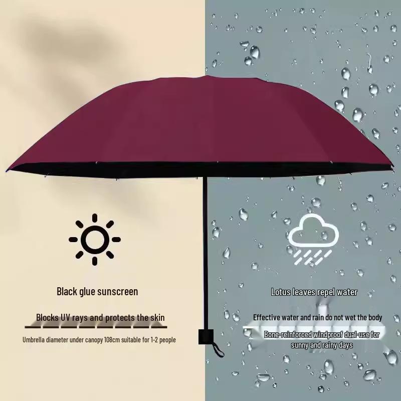 12-Rib Dual-Use Sun & Rain Umbrella for Men & Women - Large, UV Protection, Folding Double-Person Design