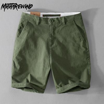Shorts pour Homme Style Américain Vintage Lavé Ample Court Pantalon Cargo Mode Été Coton Décontracté Extensible