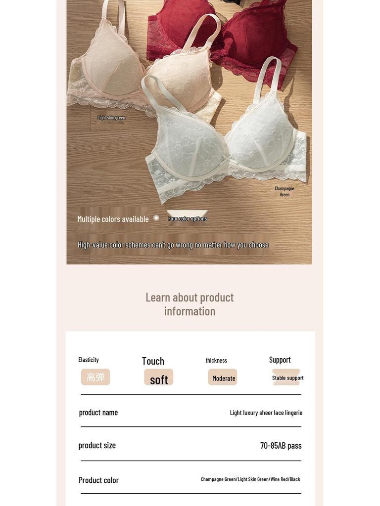 Romantischer Push-Up-BH aus französischer Spitze: Bequemes, Anti-Hänge-, Drahtloses Design für Teenager