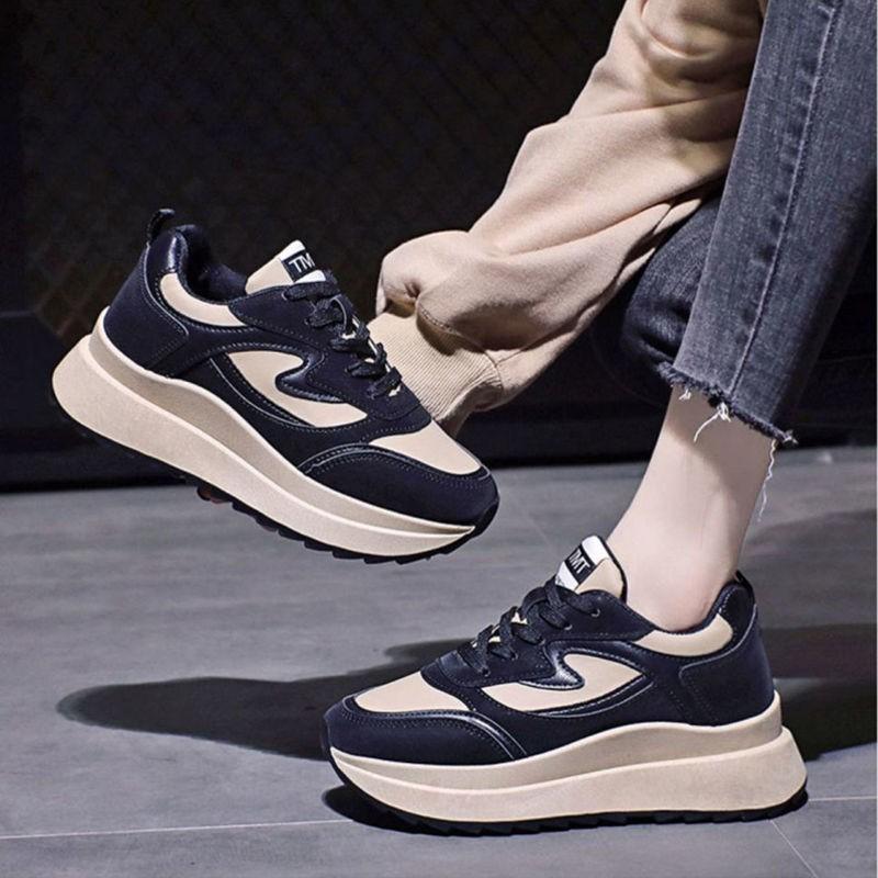 Retro Forrest Gump shoes ins spring and autumn new platform black dad shoes casual sports shoes 35 чёрный