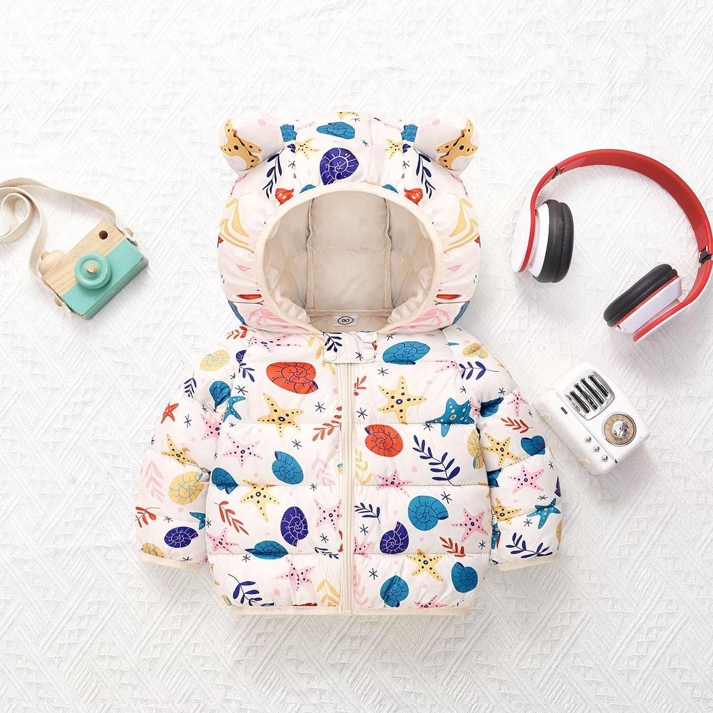 Children's Lightweight Autumn/Winter Cartoon Down Cotton Jacket for Boys and Girls - Small/Medium, Thickened Outerwear.