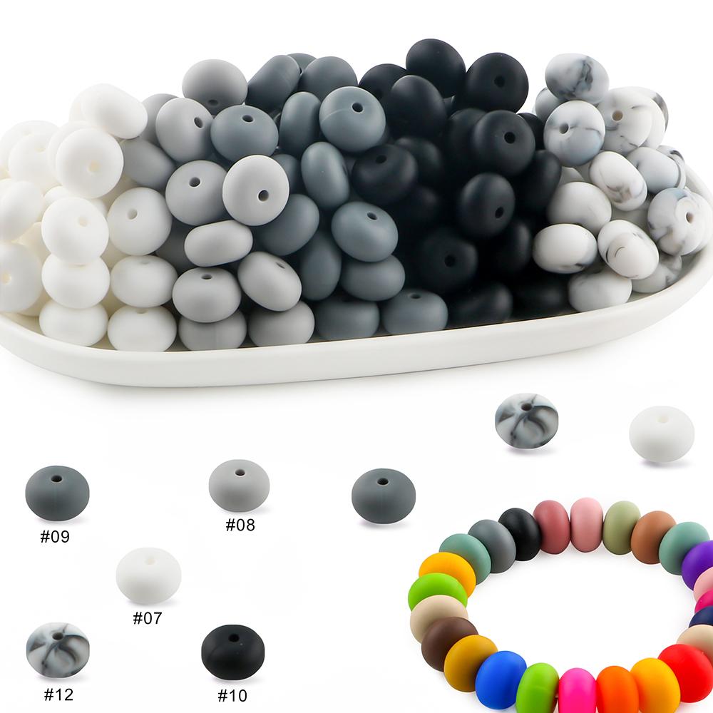25Pcs/lot 14mm Abacus Silicone Lentil Beads Loose Bead For Jewelry Making DIY Jewelry Accessories Keychain Beaded Pen Bracelets