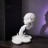Light And Strong 3D Printed Art Skull Water Flow Ornament, Creative Statue with Stable Base Ornament Base, Compact Gothic Decoration, Halloween