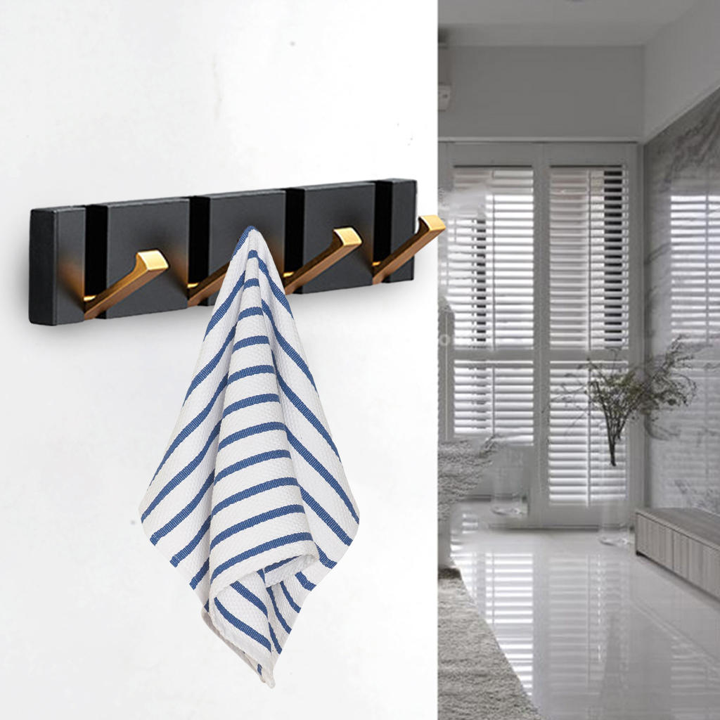 Cheap Minimalist Hideaway Hooks Retractable Hooks Wall Hanger for Hanging Coat Black Four Hooks